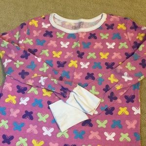 Girls XL Steve pink butterflies thermal underwear